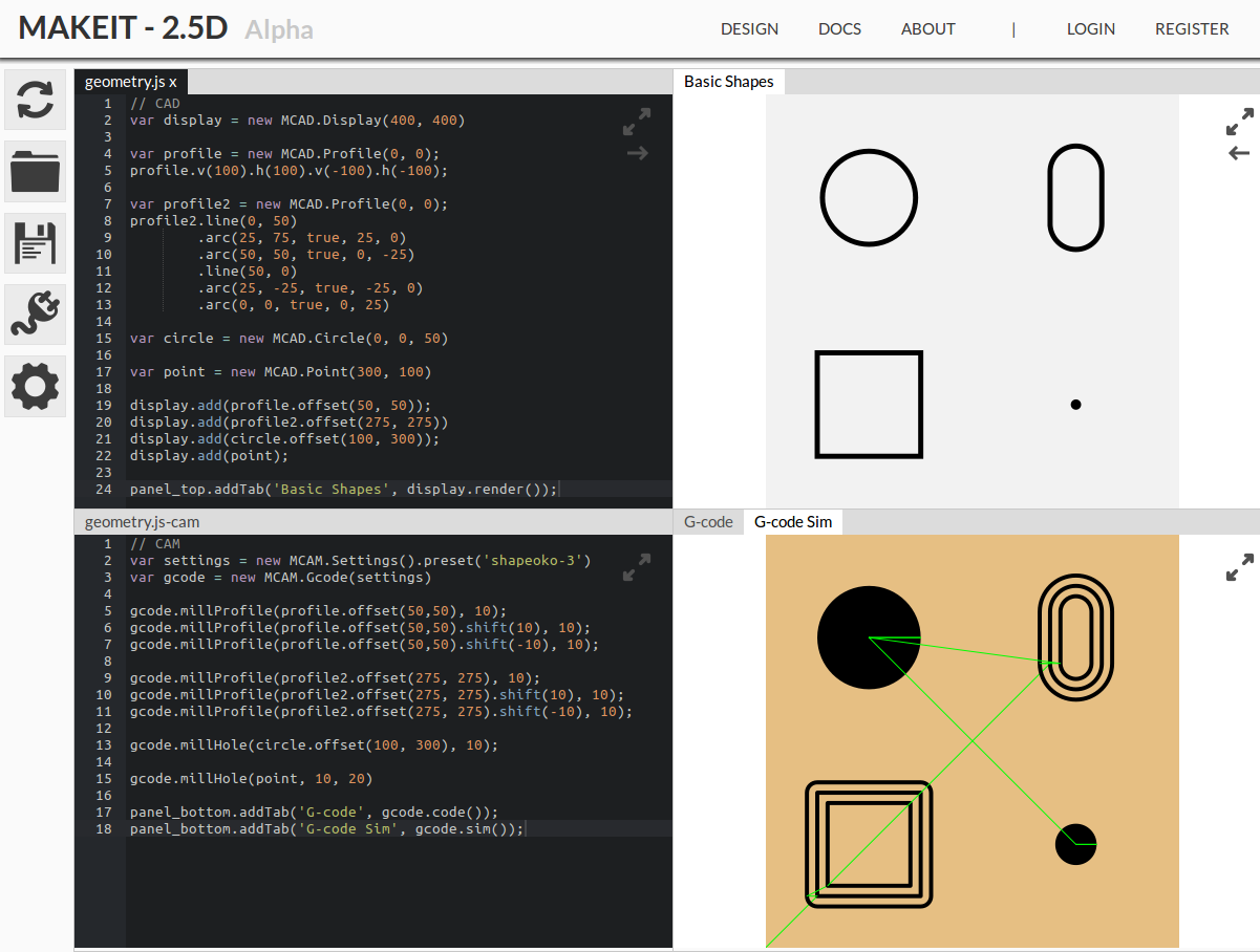CAM operation created with geometry