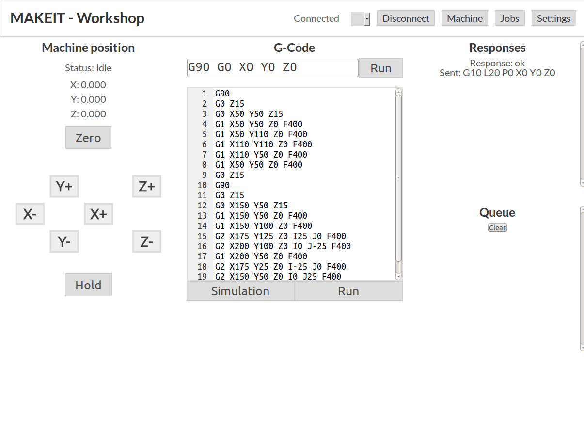 Workshop app sending commands
